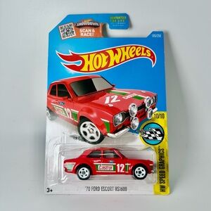 2016 Hot Wheels '70 Ford Escort RS1600 Red HW Speed Graphics Castrol 185/250 NEW